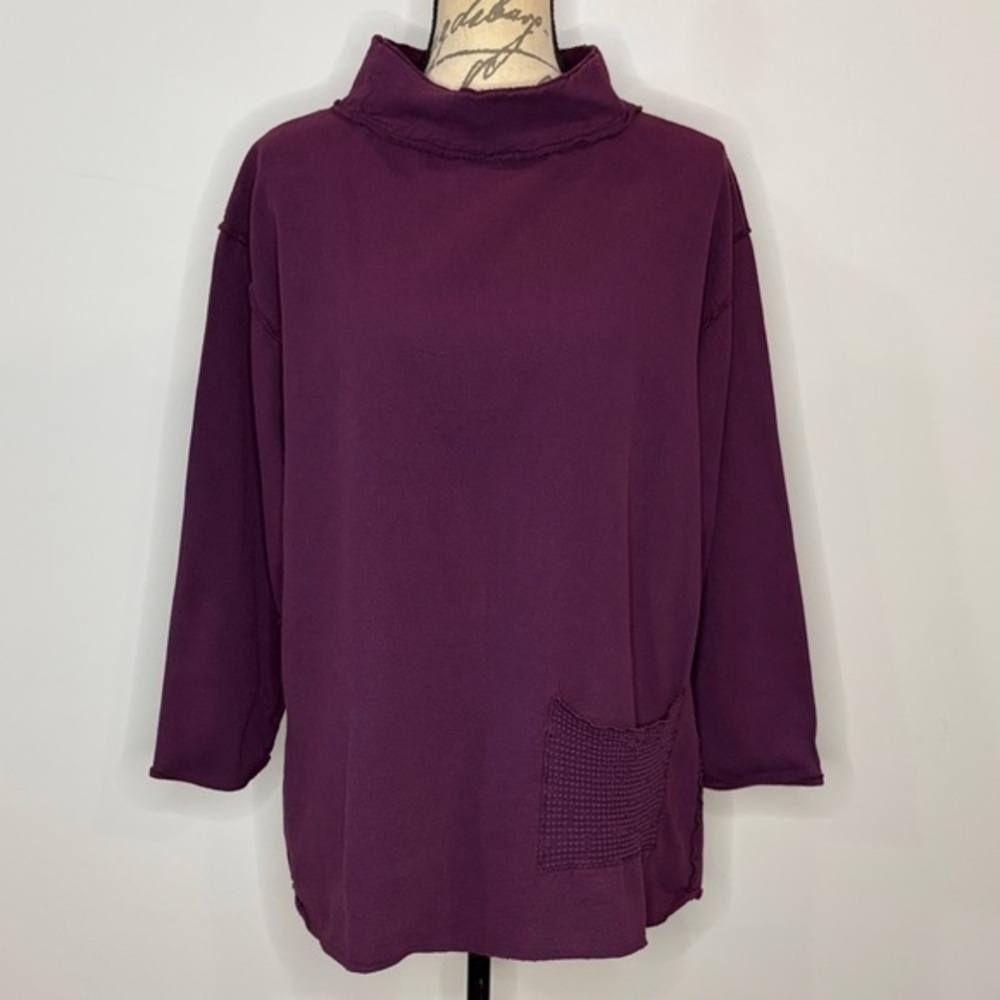 Sea Breeze of California cotton oversized pullover raw seams fleece backing S